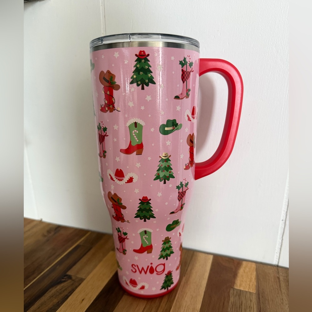 Swig Life Pink Western Christmas Tumbler w/ Handle – Insulated Stainless Steel